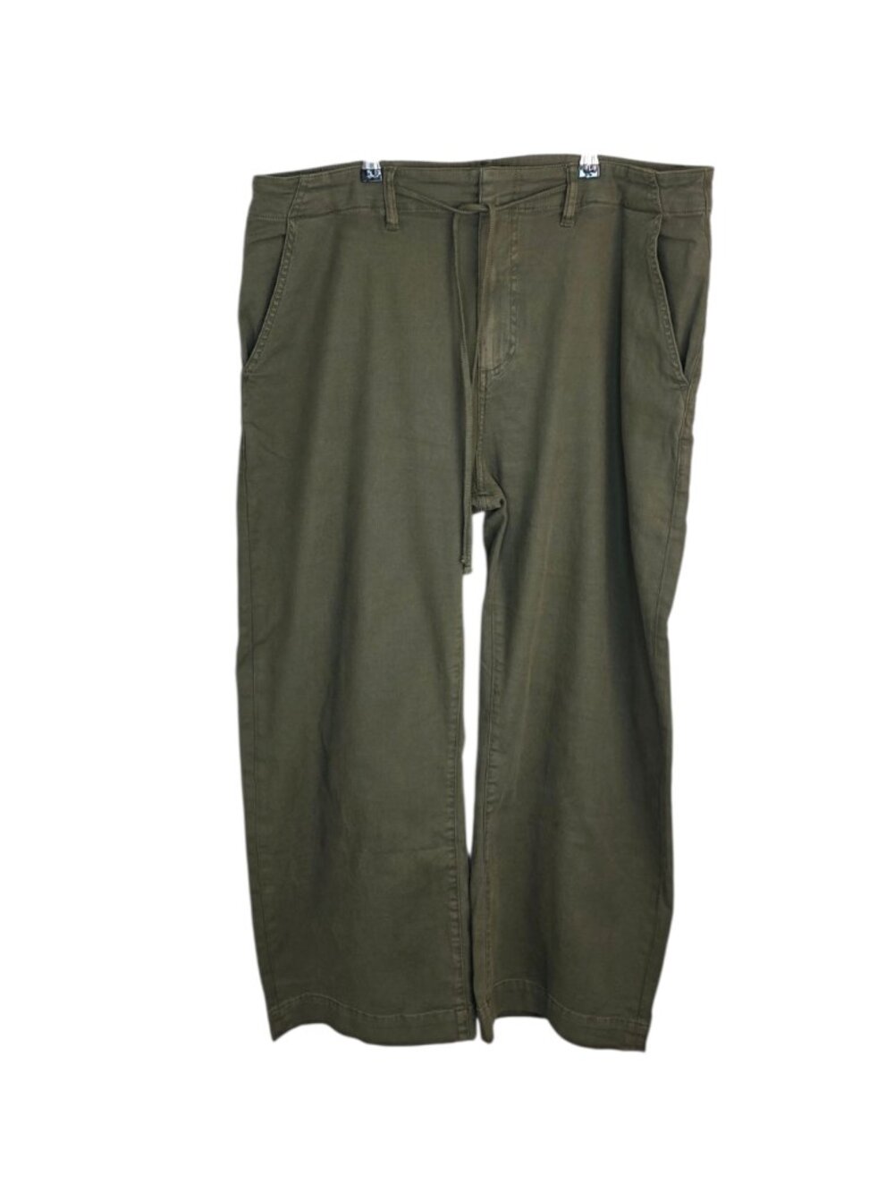 PAIGE Ariella Ankle Pants with Tie Waist, Moss Green, Wide Leg, Size 34